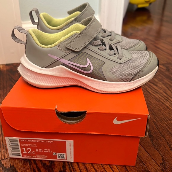 Nike Other - Nike Downshifter sneakers light smoke grey/ lilac/ neon size 12C toddler